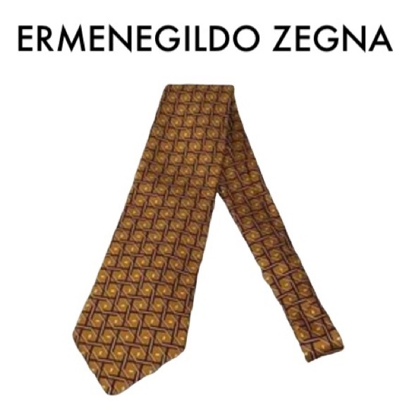Ermenegildo Zegna Other - ERMENEGILDO ZEGNA MEN’S ORANGE GOLD BROWN TIE